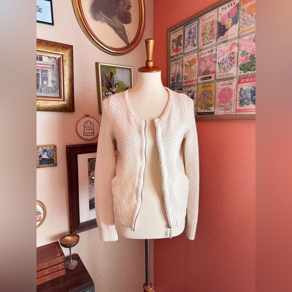 Anthropologie Sleeping on Snow Knit Zip-Up Cardigan